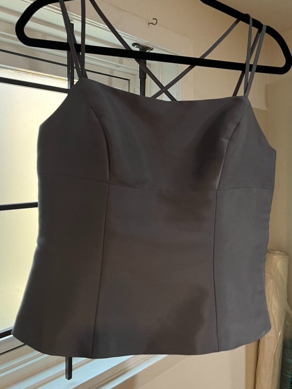 Y2K Silver Bodice Style Strappy Top.
